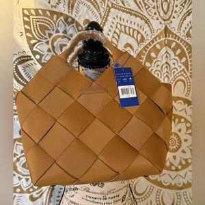 Tan Woven Tote Bag